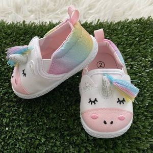 Baby Girl Rainbow Unicorn Crib Shoes Size 2
